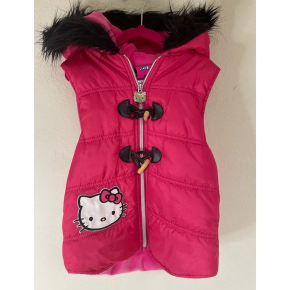 Hello Kitty Jackets & Coats Girls Hello Kitty Pink Puffer Vest With